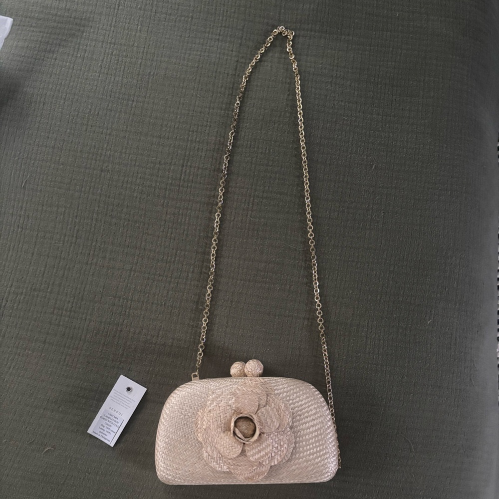Chic Beige Clutch with Floral Detail